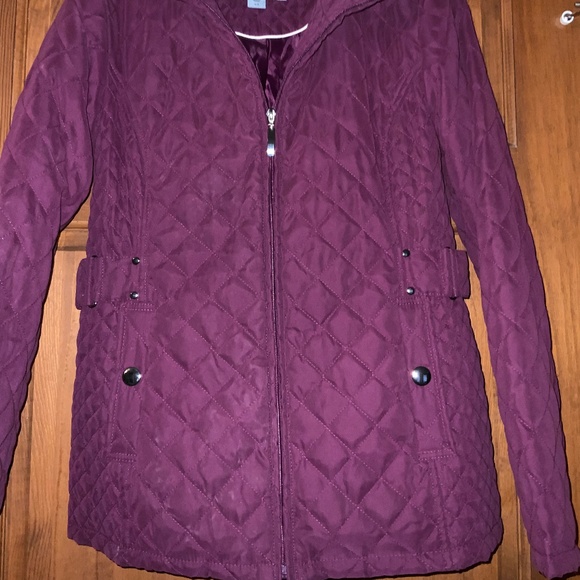 Womens Casual Quilted Jacket, Sz - Small, Purple Grape - Picture 2 of 4
